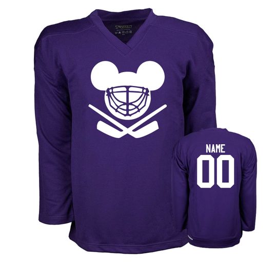 Customizable Mouse Ears Helmet Ice Hockey Jersey with Name and Number on the back