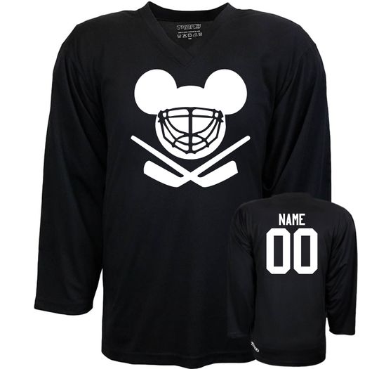 Customizable Mouse Ears Helmet Ice Hockey Jersey with Name and Number on the back