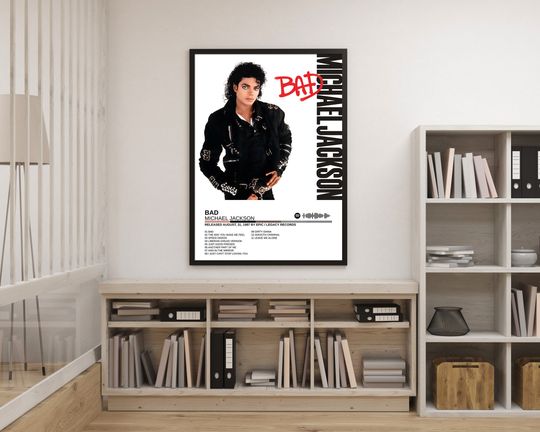 MICHAEL JACKSON / Bad / Digital printable, album cover, poster, home decor, gift idea