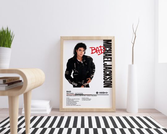 MICHAEL JACKSON / Bad / Digital printable, album cover, poster, home decor, gift idea