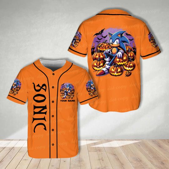 Custom Sonic the Hedgehogg Halloween Baseball Jersey Personalized Sonic Shirt