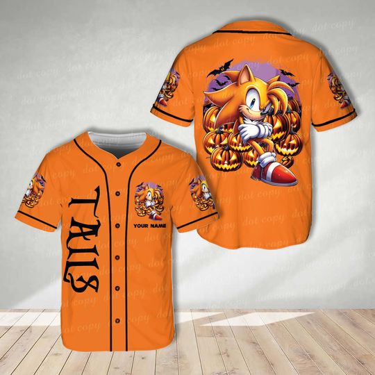 Custom Sonic the Hedgehogg Halloween Baseball Jersey Personalized Sonic Shirt