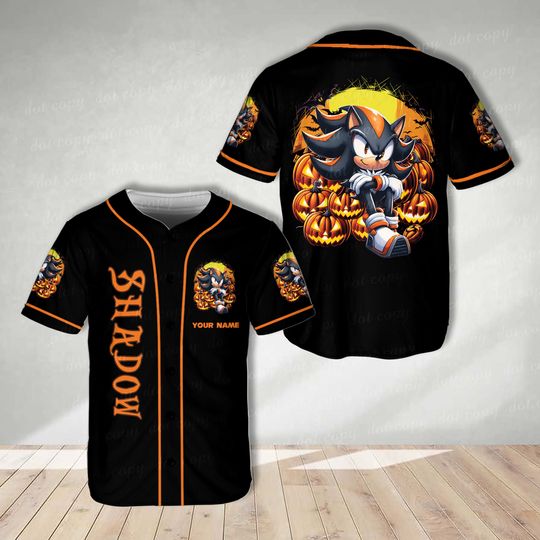 Custom Sonic the Hedgehogg Halloween Baseball Jersey Personalized Sonic Shirt