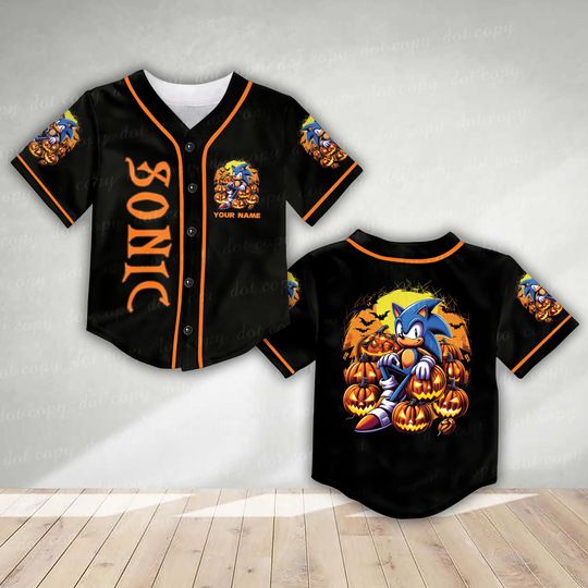 Custom Sonic the Hedgehogg Halloween Baseball Jersey Personalized Sonic Shirt