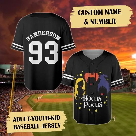 Custom Sanderson Sisters Hocus Pocus Baseball Jersey, Hocus Pocus Halloween Jersey Shirt