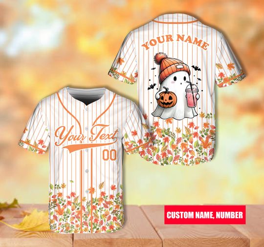 Custom Name Autumn Baseball Jersey Personalized Fall Season Jersey Ghost