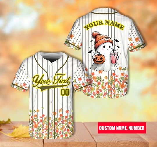 Custom Name Autumn Baseball Jersey Personalized Fall Season Jersey Ghost