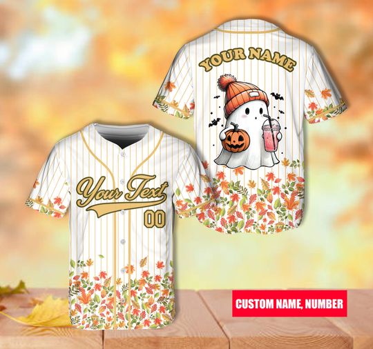 Custom Name Autumn Baseball Jersey Personalized Fall Season Jersey Ghost