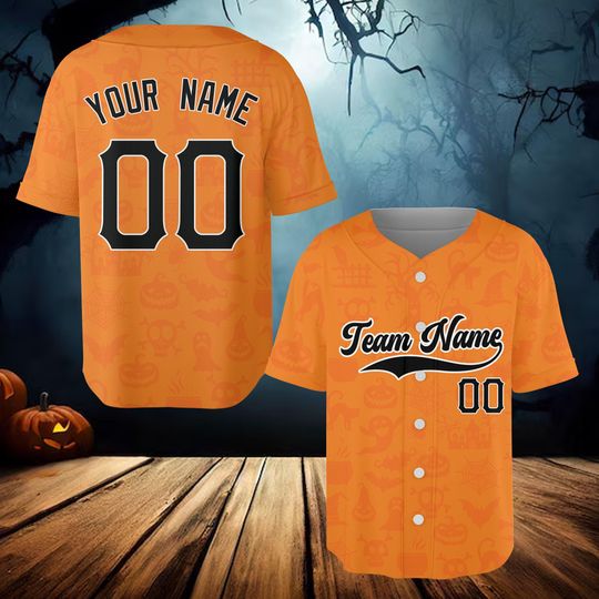 Personalized Halloween Baseball Jersey, Custom Name Spooky Season