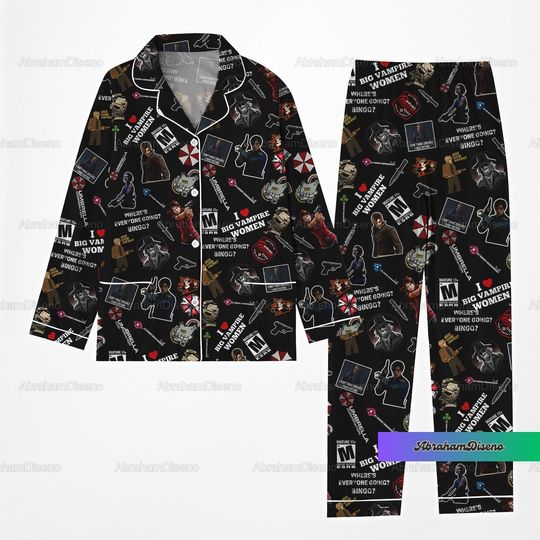 Resident Evil Pajamas, Umbrella Corporation Women Pajamas, Raccoon City Bridesmaid Pajamas, Resident Evil Pj Sets For Women