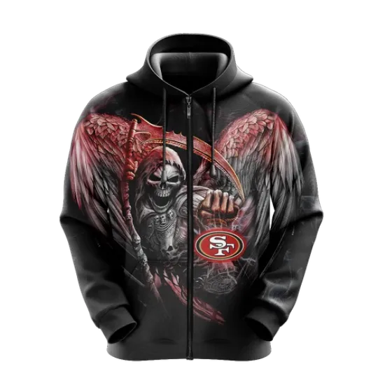 San Francisco 49ers Men Full Zip Hoodie Jacket Sports Hooded Sweatshirt Coat Top