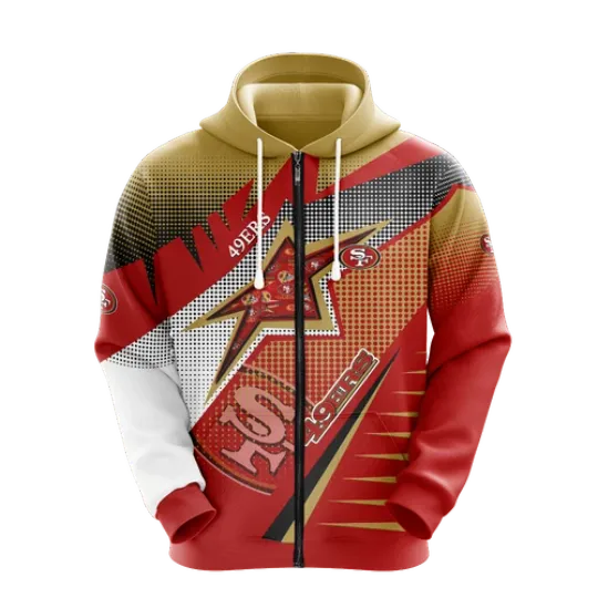 San Francisco 49ers Men Full Zip Hoodie Jacket Sports Hooded Sweatshirt Coat Top