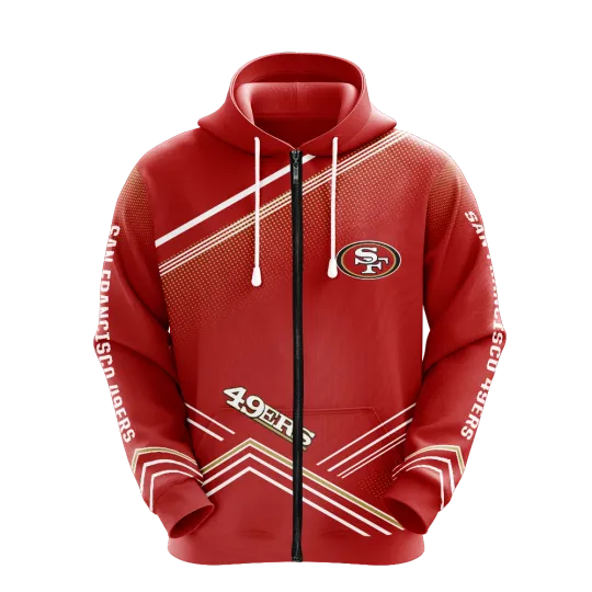 San Francisco 49ers Men Full Zip Hoodie Jacket Sports Hooded Sweatshirt Coat Top