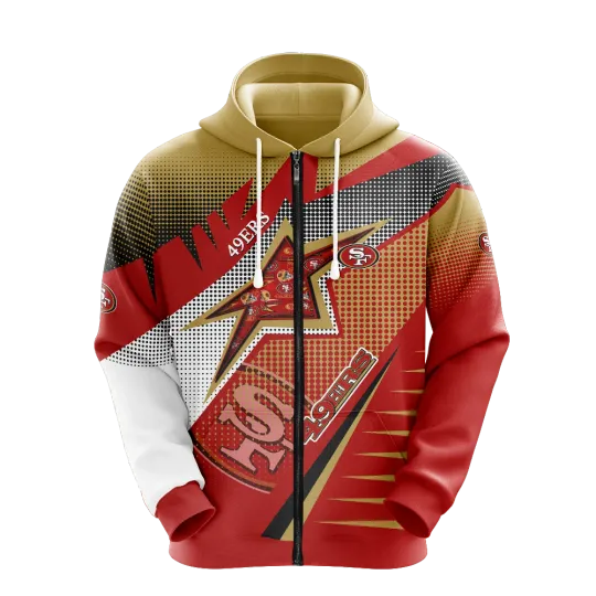 San Francisco 49ers Men Full Zip Hoodie Jacket Sports Hooded Sweatshirt Coat Top