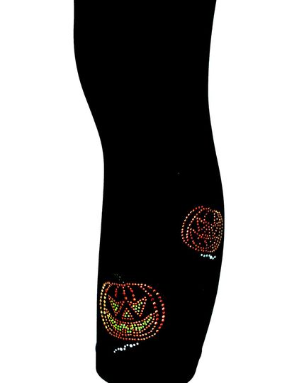 Plus Size Black Full-Length Leggings Embellished Rhinestone