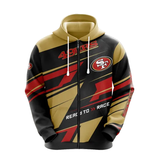 San Francisco 49ers Men Full Zip Hoodie Jacket Sports Hooded Sweatshirt Coat Top