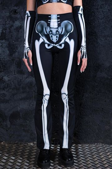 Skeleton Flare Pants, Halloween pants, skeleton flare leggings
