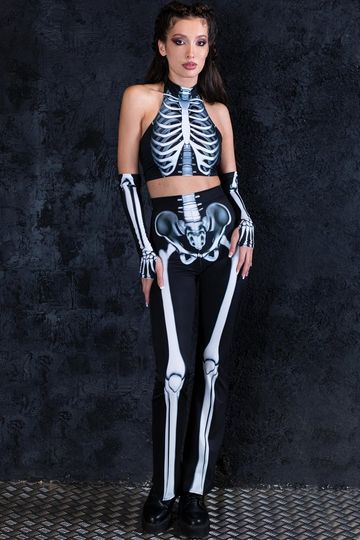 Skeleton Flare Pants, Halloween pants, skeleton flare leggings