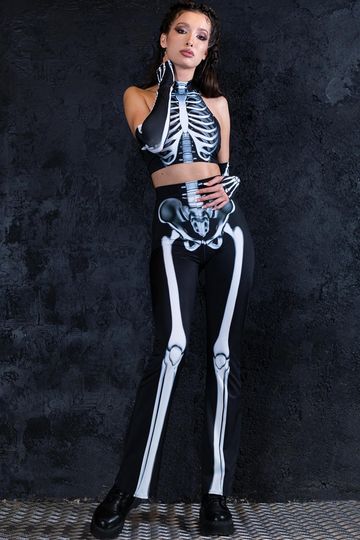 Skeleton Flare Pants, Halloween pants, skeleton flare leggings