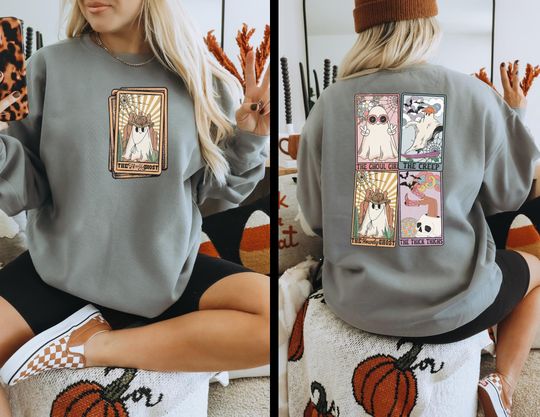 Halloween Back and Front Sweatshirt, Gildan, Halloween Sweatshirt