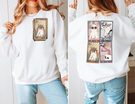 Halloween Back and Front Sweatshirt, Gildan, Halloween Sweatshirt