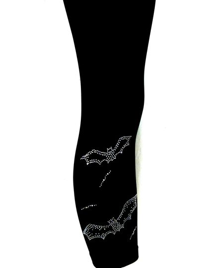 Plus Size Black Capri Length Leggings Embellished All Rhinestone Spider In Web