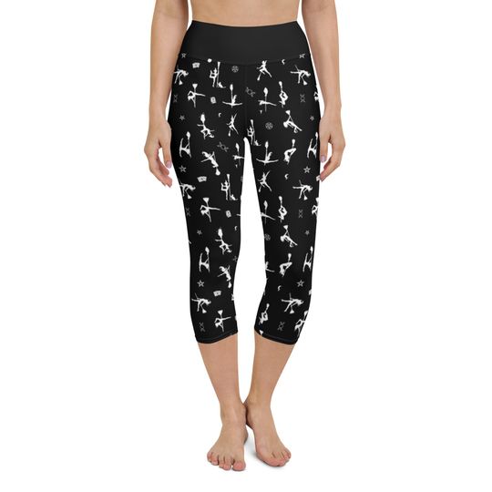 Black Pole Dancing Witch All Over Print Leggings Occult Pentacle Witchy