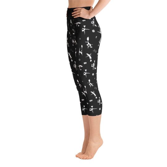 Black Pole Dancing Witch All Over Print Leggings Occult Pentacle Witchy