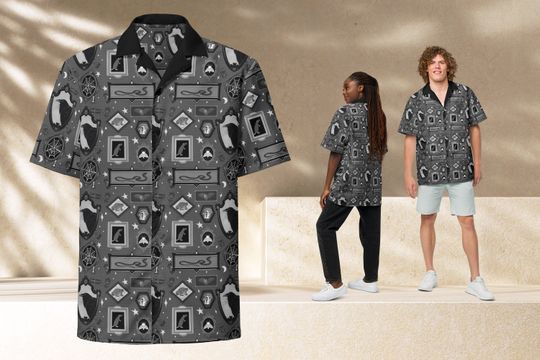 Gothic Animal Gallery Unisex button shirt, Spooky Season Button Down