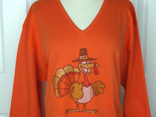 Regular Size Full Length Leggings Embellished Rhinestone Thanksgiving