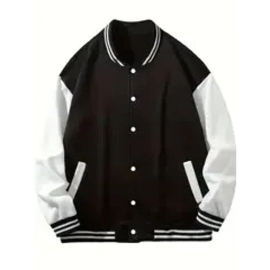 Men's Basketball Varsity Jacket - Color Block Button Up Spring/Fall Baseball Jacket