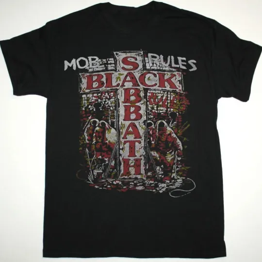 Tour Mob Rules Black Sabbath Shirt Black Short Sleeve Unisex