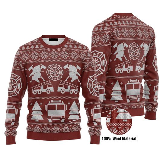 Firefighter Ugly Christmas Sweater, Christmas Ugly Sweater 3D, Family Christmas Ugly Sweater For Men & Women