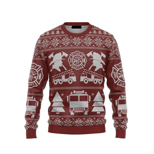 Firefighter Ugly Christmas Sweater, Christmas Ugly Sweater 3D, Family Christmas Ugly Sweater For Men & Women