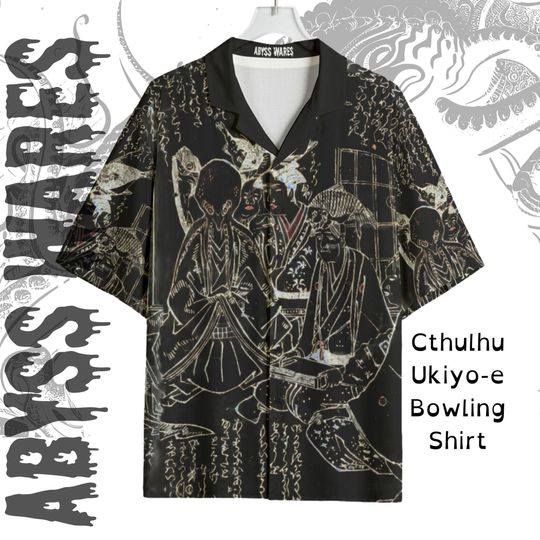Ukiyo-e Cthulhu Shirt Rare Japanese inversion print Breezy soft Rayon