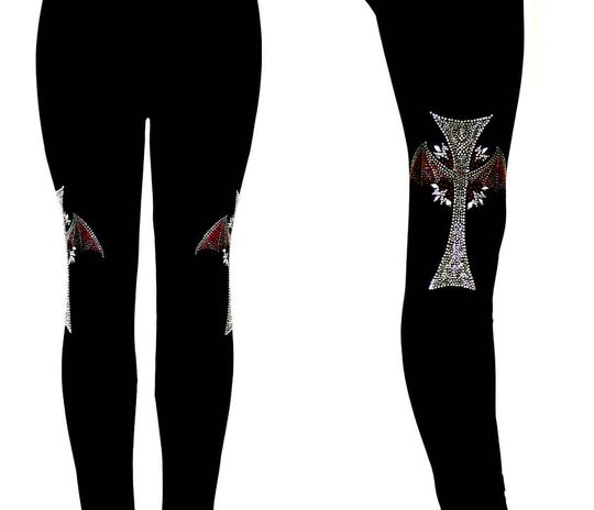 Plus Size Full Length Leggings Embellished Rhinestone and Silver Stud Halloween