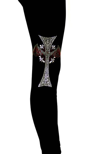 Plus Size Full Length Leggings Embellished Rhinestone and Silver Stud Halloween