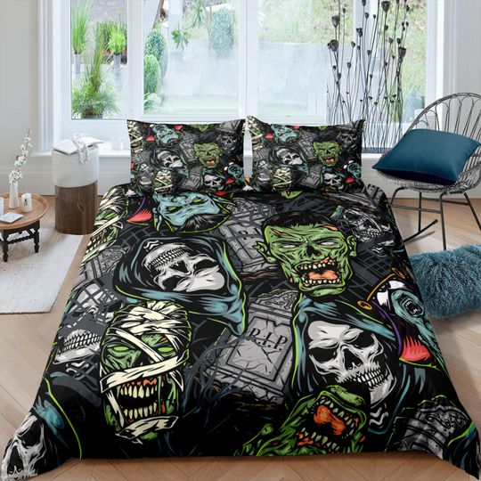 Zombie Halloween Bedding set, Vintage Halloween Decoration