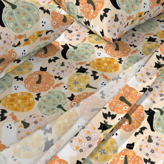 Trick Or Treat Halloween Bedding set, Vintage Halloween Decoration