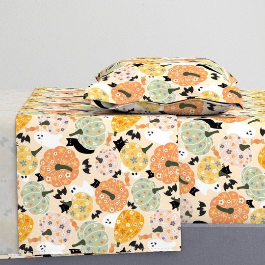 Trick Or Treat Halloween Bedding set, Vintage Halloween Decoration