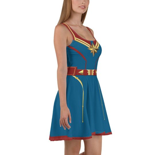 Captain Marvel Inspired Skater Dress