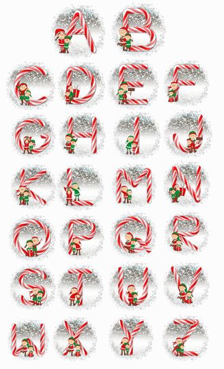 Elf Christmas Ornaments, Personalized Monogram Alphabet Ornament, Candy Cane Custom  Christmas Ornament, Custom Initial Ornament