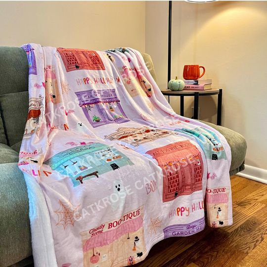 Halloween Storefront Lightweight Velveteen Plush Blanket