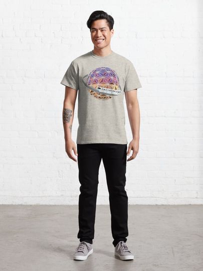 Spaceship Saturn With Teal Monorail Classic T-Shirt