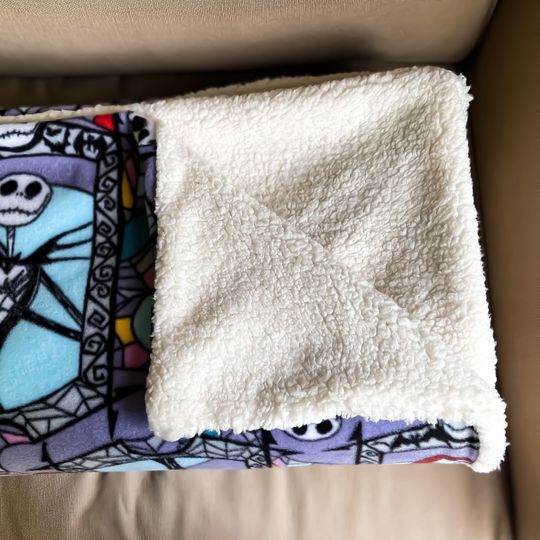 Fleece  tBlanket Disney Nightmare Before Christmas Jack Skellington & Sally Stained