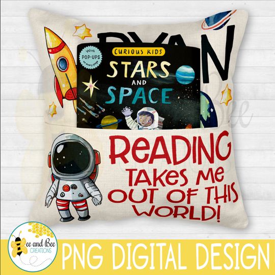 Outer Space Sublimation PNG file for Book Pillow With Pocket, Read Me A Story