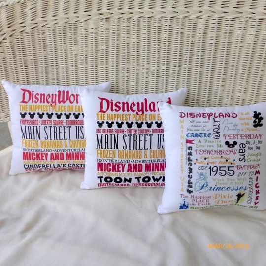 Disneyland Subway Art, Disney pillows, Mickey Mouse pillows