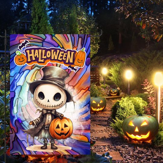 Halloween Garden Flag Sublimation Design-digital  , Fall Flag Garden Decor