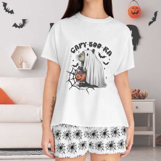 Pajama set cute halloween capybara ghost halloween pjs, pyjama set, halloween gift