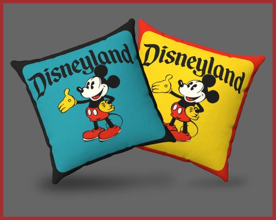 Retro Disneyland Mickey Mouse Vintage |   Spun Polyester Square Throw Pillow